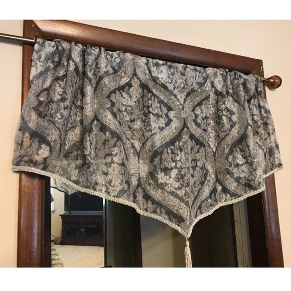 Pair 2 Royal Velvet Opus Rod Ascot Pocket Valance 50 W x 23 L Sage Cream $50 - Picture 1 of 3